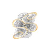 Symmetrical Ribbon with Two buds Lattice Ring | Hallmark 925 Silver