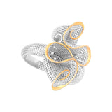 Symmetrical Ribbon with Two buds Lattice Ring | Hallmark 925 Silver