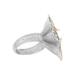 Symmetrical Ribbon with Two buds Lattice Ring | Hallmark 925 Silver