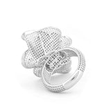 Symmetrical Ribbon with Two buds Lattice Ring | Hallmark 925 Silver