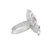 Three Swirls in Six Leaves Lattice Ring White | Hallmark 925 Silver