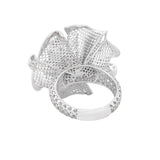 Three Swirls in Six Leaves Lattice Ring White | Hallmark 925 Silver