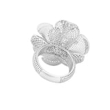 Three Buds in Six Flanks Lattice Ring | Hallmark 925 Silver