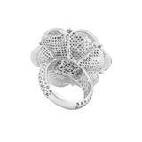 Five Buds in Six Petals Lattice Ring | Hallmark 925 Silver