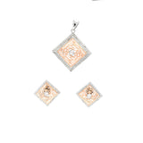 Square Mesh Rose Gold Pendant Set | Hallmark 925 Silver