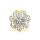 Golden Ribbon in Seven Swirls Lattice Ring | Hallmark 925 Silver