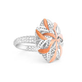 Seven Leaves with Five Petals Lattice Ring | Hallmark 925 Silver