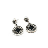 Black Star in a Circle Marcasite Danglers | Hallmark 925 Silver