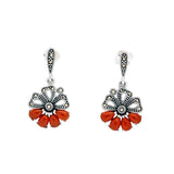 Four Red Drops Marcasite Danglers | Hallmark 925 Silver