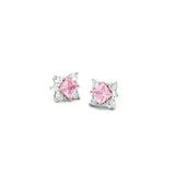 Pink Princess Cut Studs | Hallmark 925 Silver