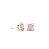 Pink Princess Cut Studs | Hallmark 925 Silver