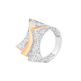 Geometrical Three Tilted Level Lattice Ring | Hallmark 925 Silver