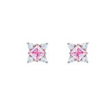 Pink Princess Cut Studs | Hallmark 925 Silver