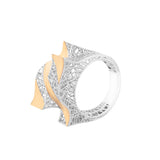 Geometrical Two Layered Zigzag Lattice Ring | Hallmark 925 Silver