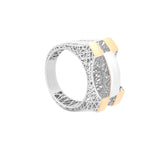 Geometrical Three Layered Buckle Lattice Ring | Hallmark 925 Silver