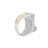 Geometrical Three Layered Buckle Lattice Ring | Hallmark 925 Silver