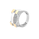 Geometrical Three Layered Buckle Lattice Ring | Hallmark 925 Silver