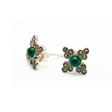 Cuckoo Flower Green Marcasite Studs | Hallmark 925 Silver