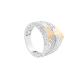 Geometrical Two Layered Inverted Cones Lattice Ring | Hallmark 925 Silver