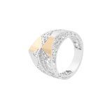 Geometrical Two Layered Inverted Cones Lattice Ring | Hallmark 925 Silver