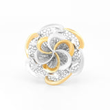 Six Waves in Six Petals Lattice Ring | Hallmark 925 Silver