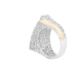 Geometrical Two Layered Rectangle Lattice Ring | Hallmark 925 Silver