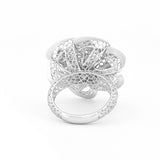 Six Waves in Six Petals Lattice Ring | Hallmark 925 Silver