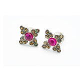 Cuckoo Flower Red Marcasite Studs | Hallmark 925 Silver