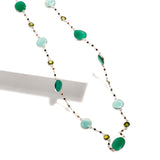 Onyx & Amazonite Long Necklace | Hallmark 925 Silver