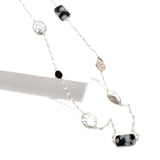 Obsidian, Onyx & Dendrite Agate Long Necklace | Hallmark 925 Silver