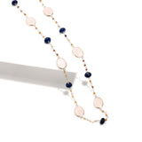 Rose Quartz & Black Onyx Long Necklace | Hallmark 925 Silver