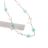 Rose Quartz & Chalcedony Long Necklace | Hallmark 925 Silver