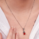 Red Drop Marcasite Pendant Set | Hallmark 925 Silver