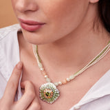 Designer Green Daisy Necklace | Hallmark 925 Silver