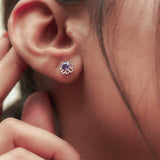 Purple Square Flower Studs | Hallmark 925 Silver