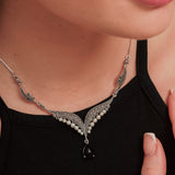 Pearl & Onyx Marcasite Necklace Set | Hallmark 925 Silver