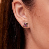 Cuckoo Flower Red Marcasite Studs | Hallmark 925 Silver