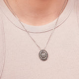 Oval in Oval Marcasite Pendant | Hallmark 925 Silver