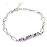 Rainbow Updown Ladder Chain Bracelet | Hallmark 925 Silver