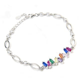 Rainbow Random Ladder Chain Bracelet | Hallmark 925 Silver