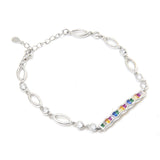 Rainbow Zig-Zag Ladder Chain Bracelet | Hallmark 925 Silver