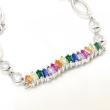 Rainbow  Twisted Ladder Chain Bracelet | Hallmark 925 Silver