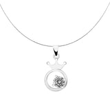 Solitaire in crown Pendant | Hallmark 925 Silver