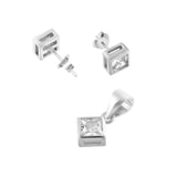 Square Solittaire Pendant Set | Hallmark 925 Silver