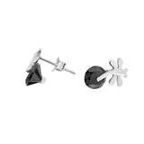 Black Bud & Leaf Studs | Hallmark 925 Silver