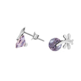 Purple Bud & Leaf Studs | Hallmark 925 Silver