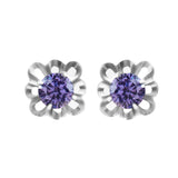 Purple Square Flower Studs | Hallmark 925 Silver