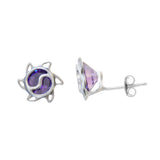 Purple Yin & Yang Studs | Hallmark 925 Silver