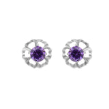 Purple Round Flower Studs | Hallmark 925 Silver