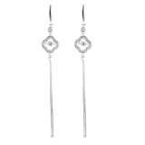 Square Long Chain Danglers with Dancing Stone | Hallmark 925 Silver